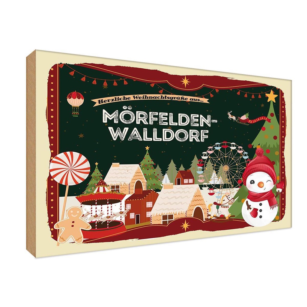 Holzschild 12x18 cm Weihnachten MÖRFELDEN-WALLDORF