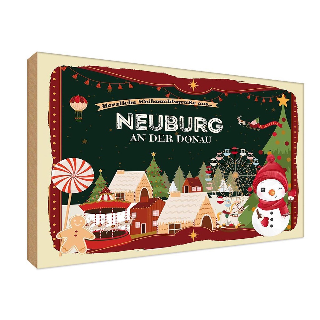 Holzschild 12x18 cm Weihnachten NEUBURG AN DER DONAU
