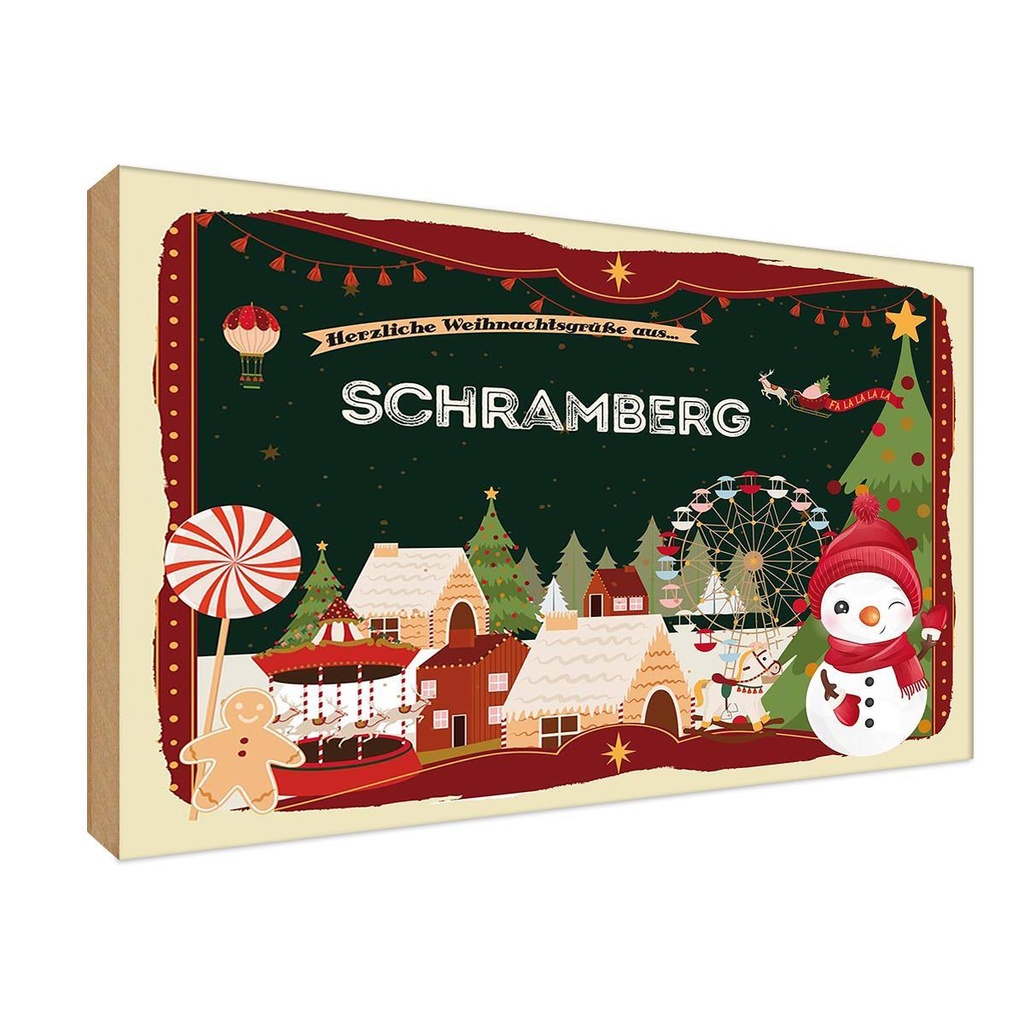Holzschild 12x18 cm Weihnachten SCHRAMBERG