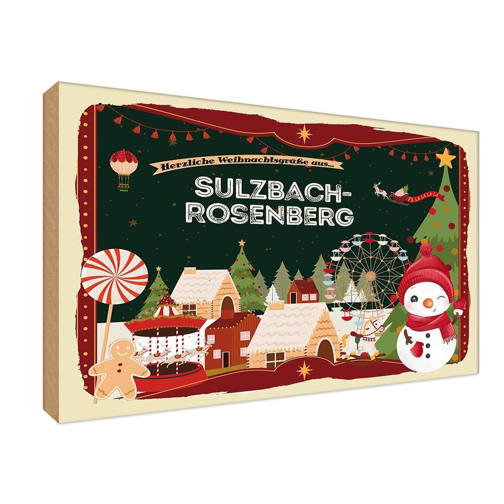 Holzschild 12x18 cm Weihnachten SULZBACH-ROSENBERG