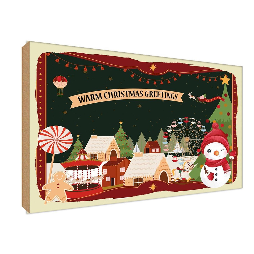 Holzschild 12x18 cm Weihnachten WARM CHRISTMAS GREETINGS
