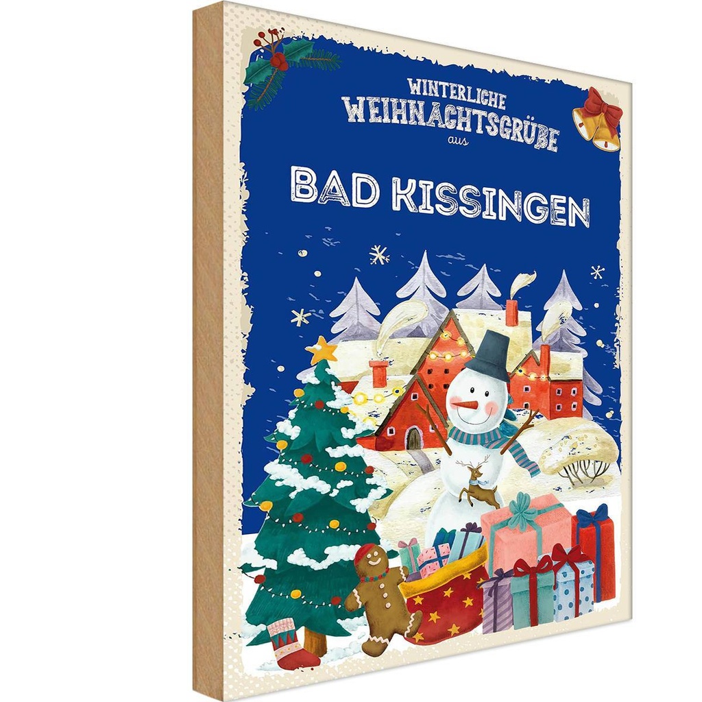 Holzschild 18x12 cm Weihnachtsgrüße BAD KISSINGEN Weihnachten