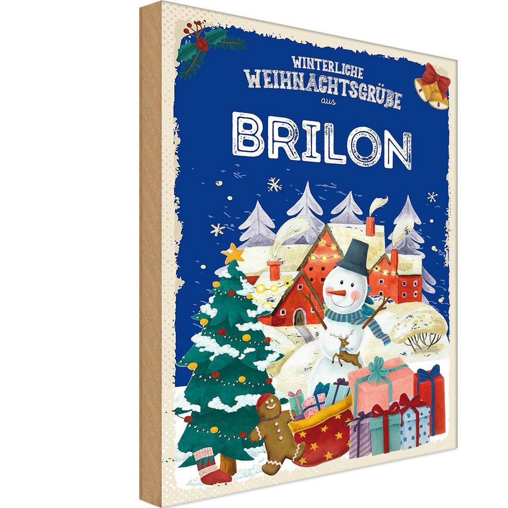 Holzschild 18x12 cm Weihnachtsgrüße aus BRILON Weihnachten