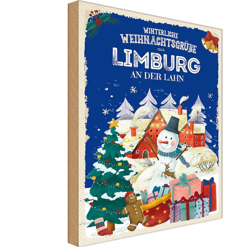 Holzschild 18x12 cm Weihnachtsgrüße LIMBURG AN DER LAHN Weihnachten