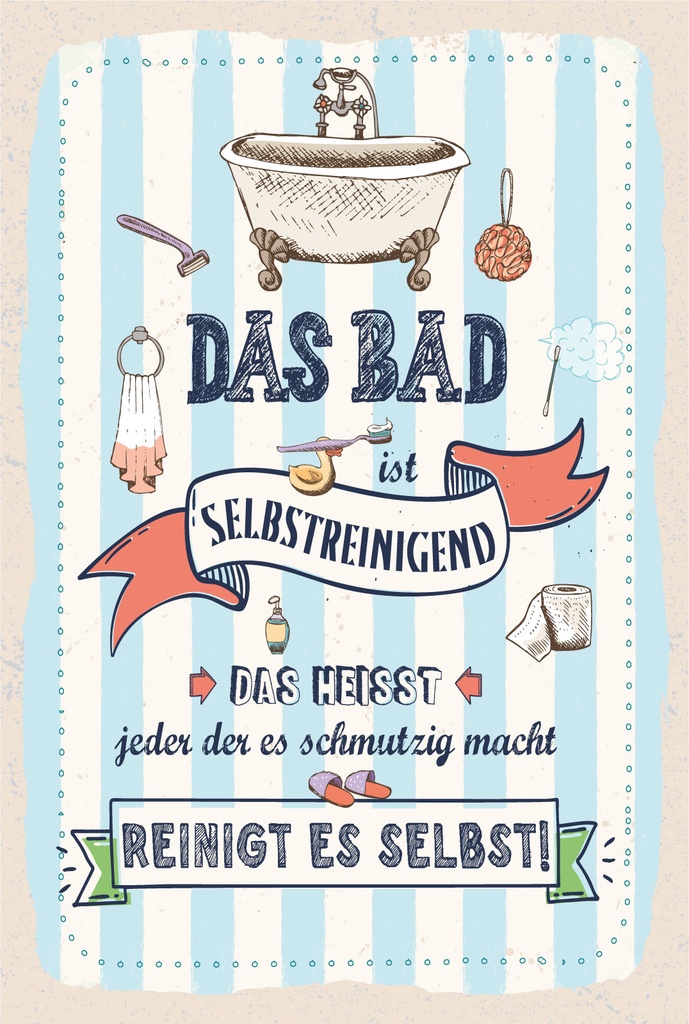 [LA-1806482-H] Holzschild 18x12 cm Das Bad ist selbstreinigend Reinigt es selbst