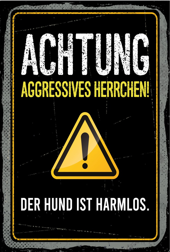 [LA-1806501-H] Holzschild 18x12 cm Achtung aggressives Herrchen Hund