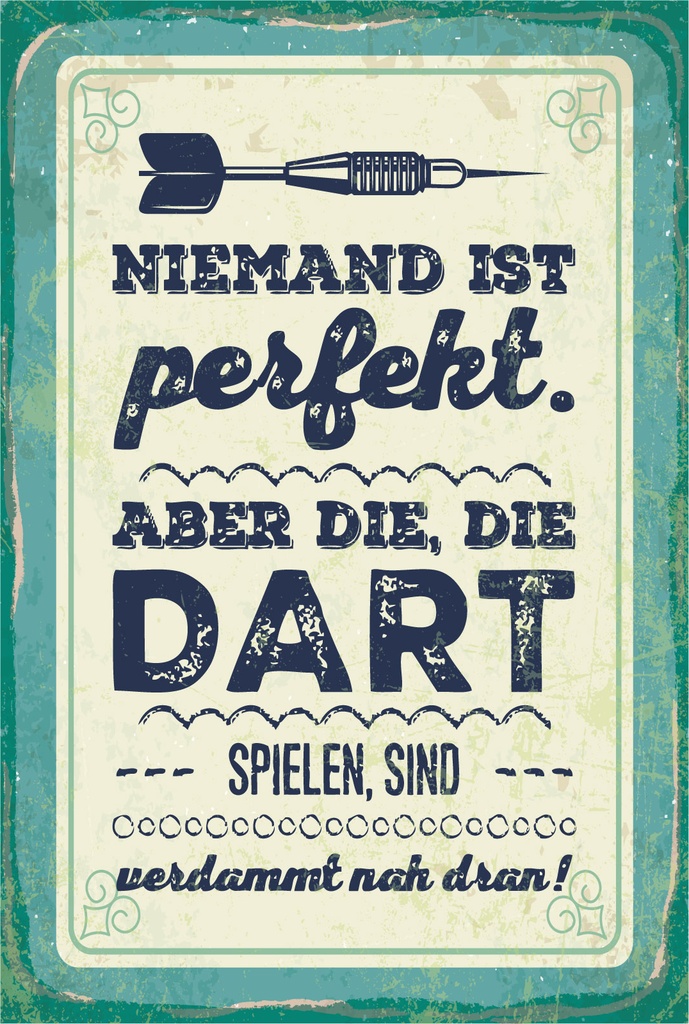 [LA-1806557-H] Holzschild 18x12 cm Niemand ist perfekt. Aber die, die Dart spielen Deko
