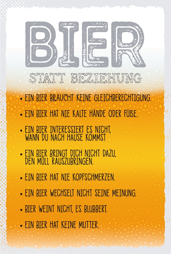 [LA-1807084-H] Holzschild 18x12 cm Bier statt Beziehung