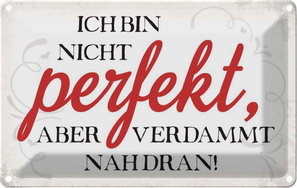 Blechschild 20x30 cm ich bin nicht perfekt aber Dekoration Spruch Zitat