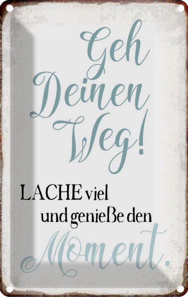 Blechschild 30x20 cm geh deinen Weg genieße Moment Dekoration Spruch Zitat