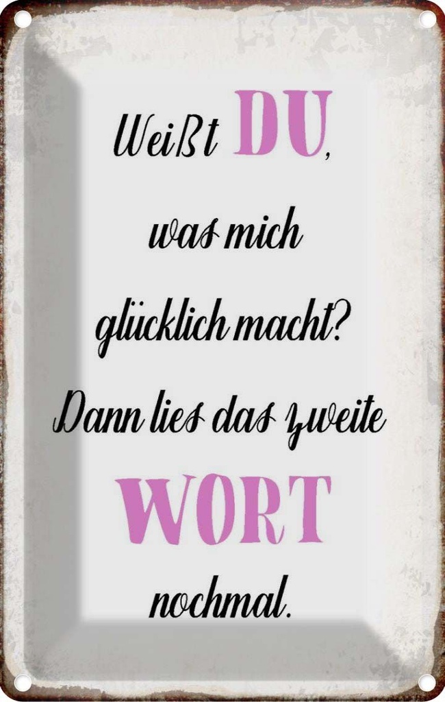 Blechschild 30x20 cm weiß Du was mich glücklich macht Spruch Zitat