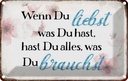 Blechschild 20x30 cm wenn du liebst was hast Spruch Zitat