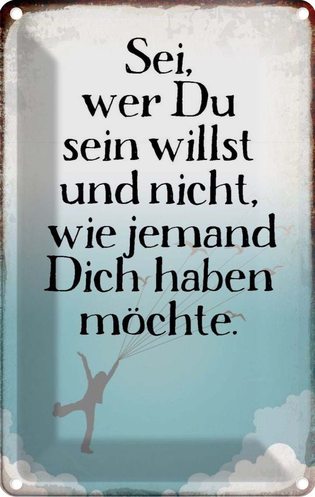 Blechschild 30x20 cm sei wer du sein willst und nicht Spruch Zitat