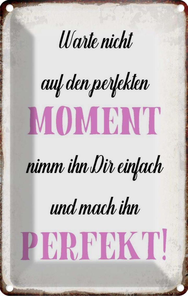 Blechschild 30x20 cm warte nicht auf perfekten Moment Spruch Zitat
