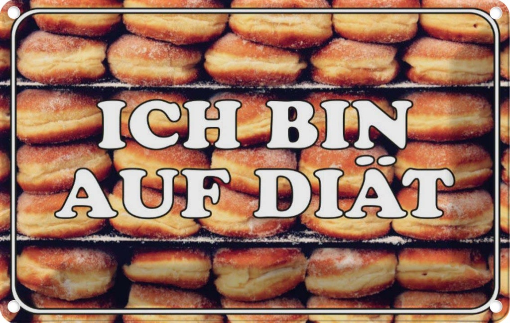 Blechschild 20x30 cm ich bin auf Diät Dekoration Spruch Zitat