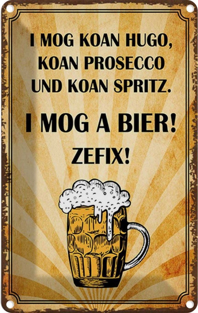 Blechschild 30x20 cm i mog koan Hugo a Bier Essen Trinken