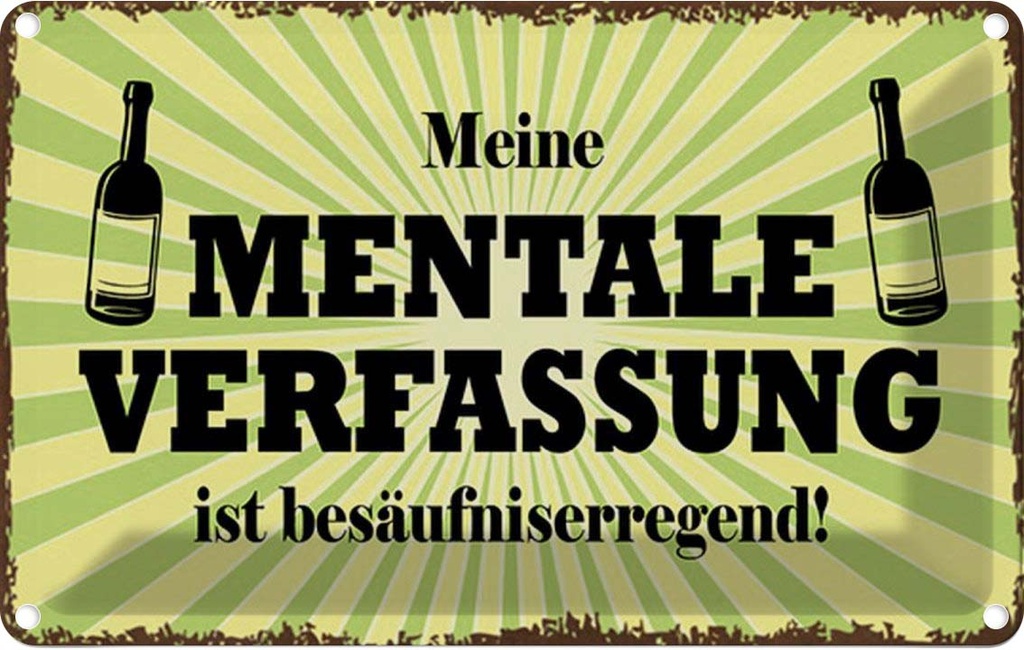 Blechschild 20x30 cm meine mentale Verfassung ist Dekoration Spruch Zitat