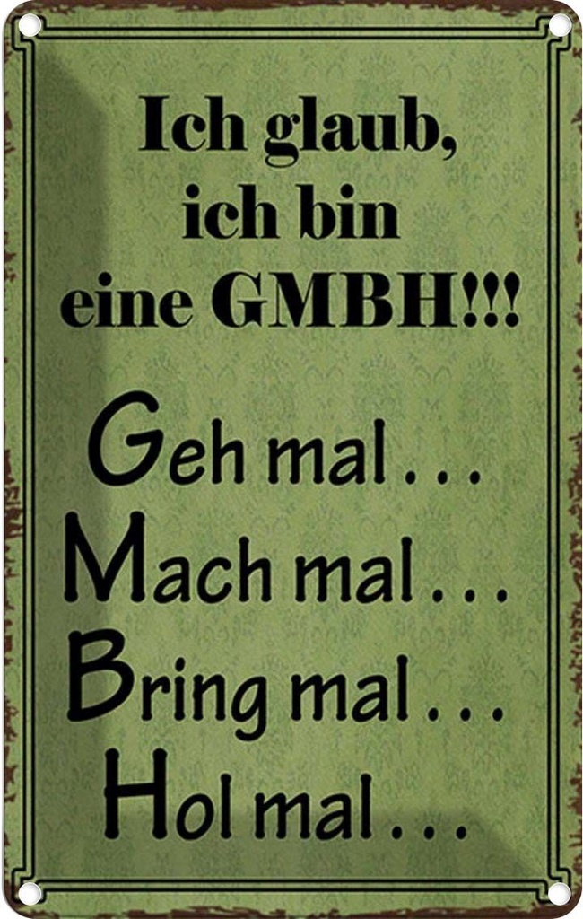 Blechschild 30x20 cm ich bin GMBH geh mal mach Dekoration Spruch Zitat