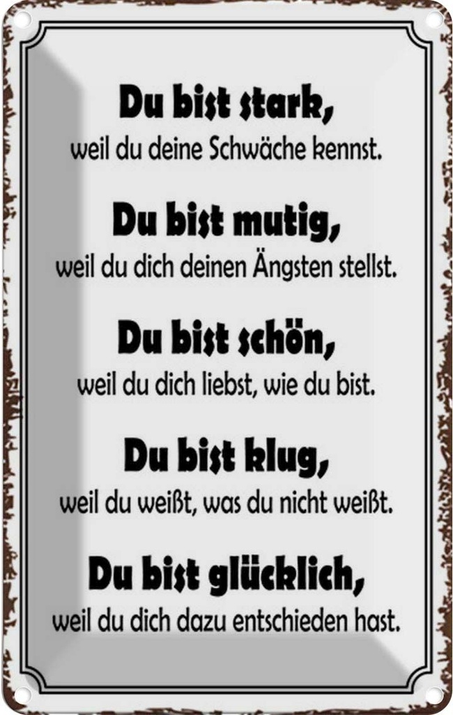 Blechschild 30x20 cm Du bist stark, mutig, schön Dekoration Spruch Zitat