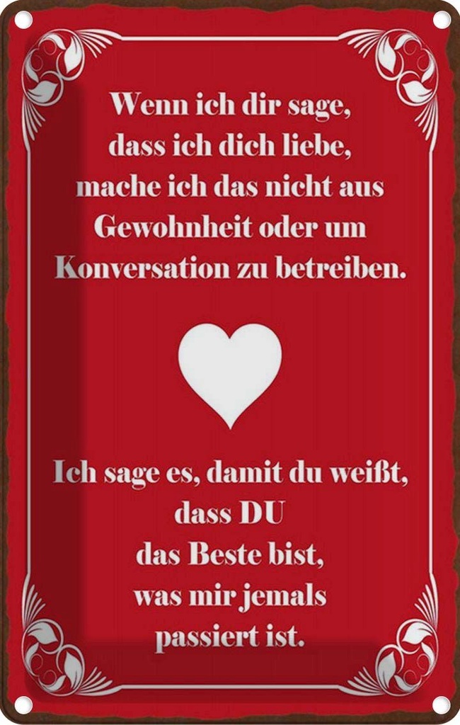 Blechschild 30x20 cm wenn ich dir sage dich liebe Spruch Zitat