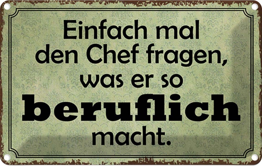 Blechschild 20x30 cm mal Chef fragen was er beruflich Beruf Arbeit