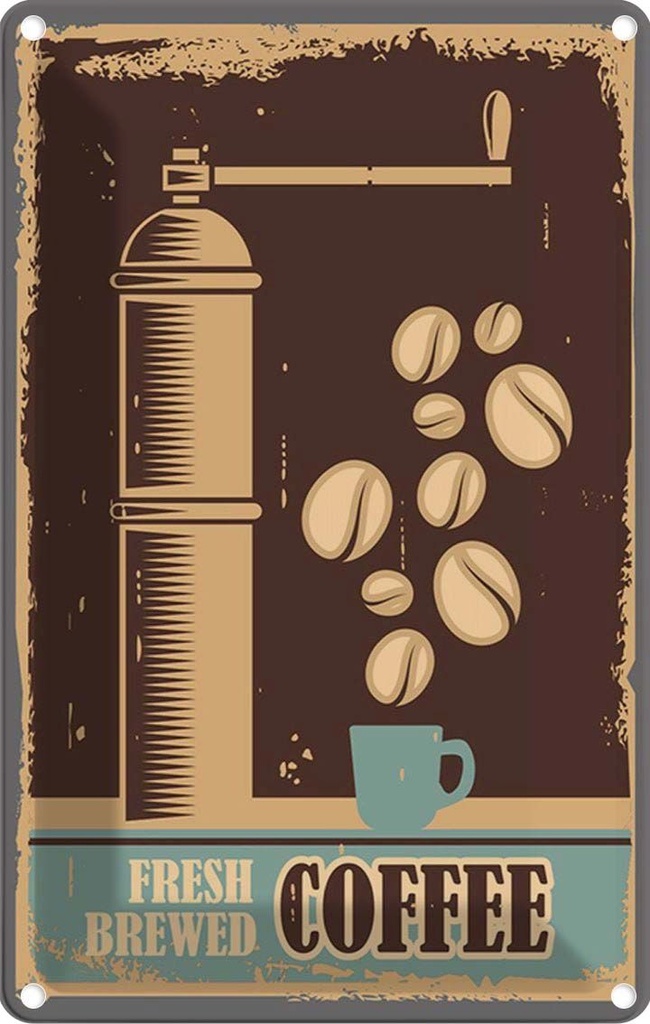 Blechschild 30x20 cm Kaffee Coffee fresh brewed Essen Trinken