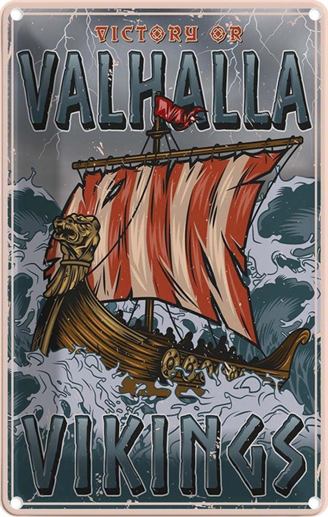Blechschild 30x20 cm Schiff Valhalla Vikings Dekoration