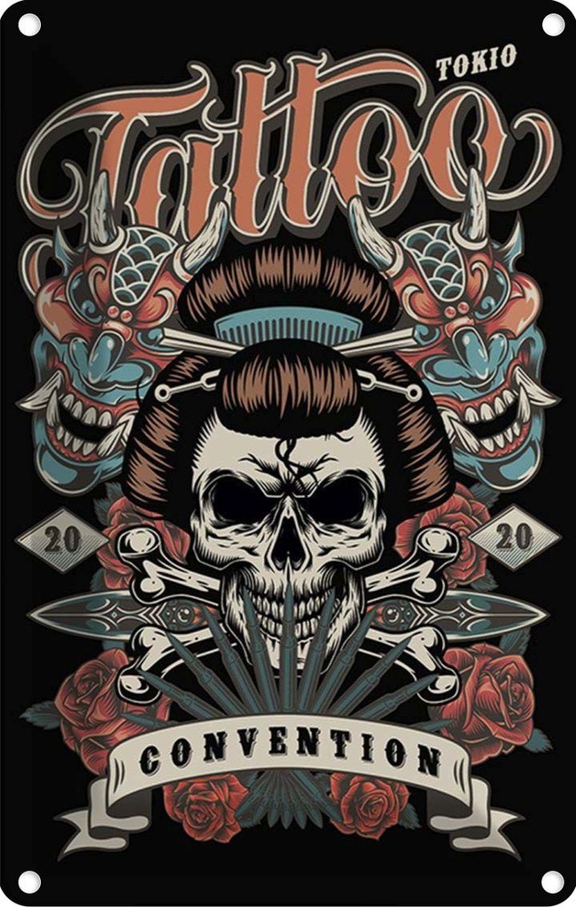 Blechschild 30x20 cm Tattoo Tokio convention Sport Hobby
