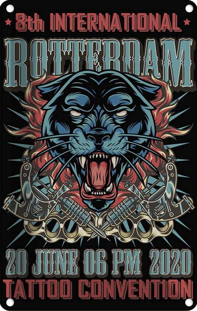 Blechschild 30x20 cm Tattoo Rotterdam Convention 20 june Dekoration