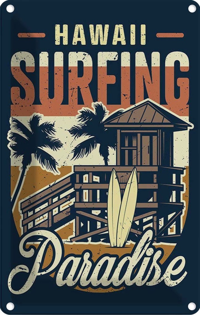 Blechschild 30x20 cm Hawaii Surfing Paradise Dekoration