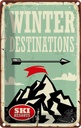 Blechschild 30x20 cm Ski winter destinations Dekoration