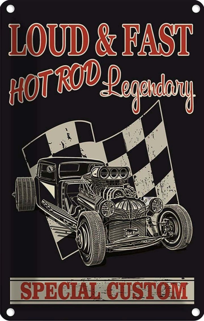 Blechschild 30x20 cm Auto loud & fast hot rod legendary