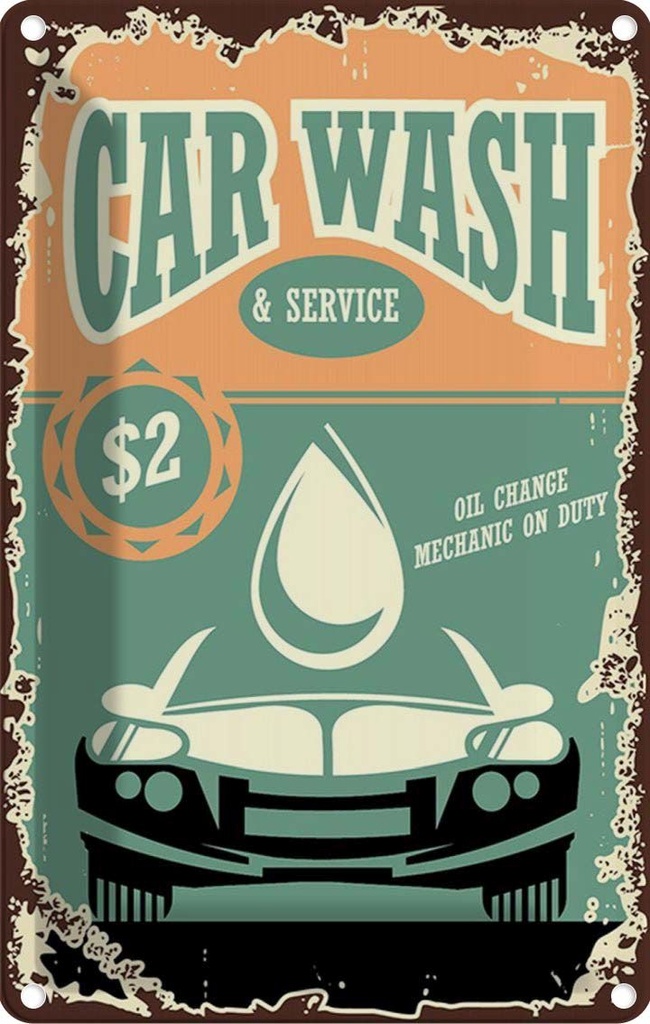 Blechschild 30x20 cm Car Wash Service mechanic on duty Warnschild Hinweisschild Sicherheit Vorsicht