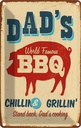 Blechschild 30x20 cm dad`s world famous BBQ grillin Essen Trinken