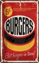 Blechschild 30x20 cm burgers best in town Fast food Essen Trinken