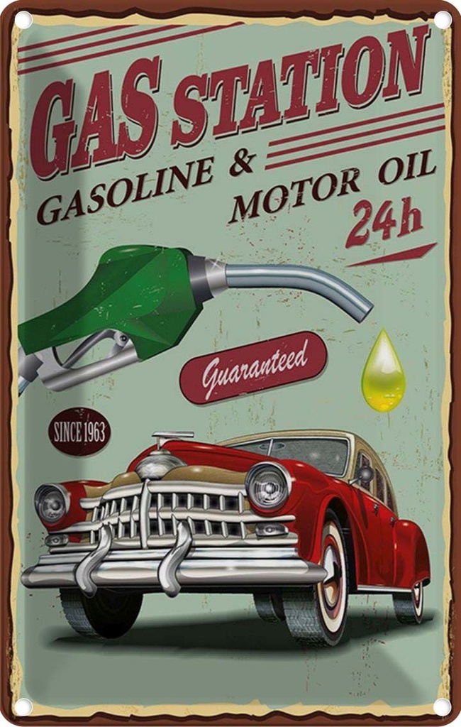 Blechschild 30x20 cm Gas Station gasoline motor oil 24 Warnschild Hinweisschild Sicherheit Vorsicht