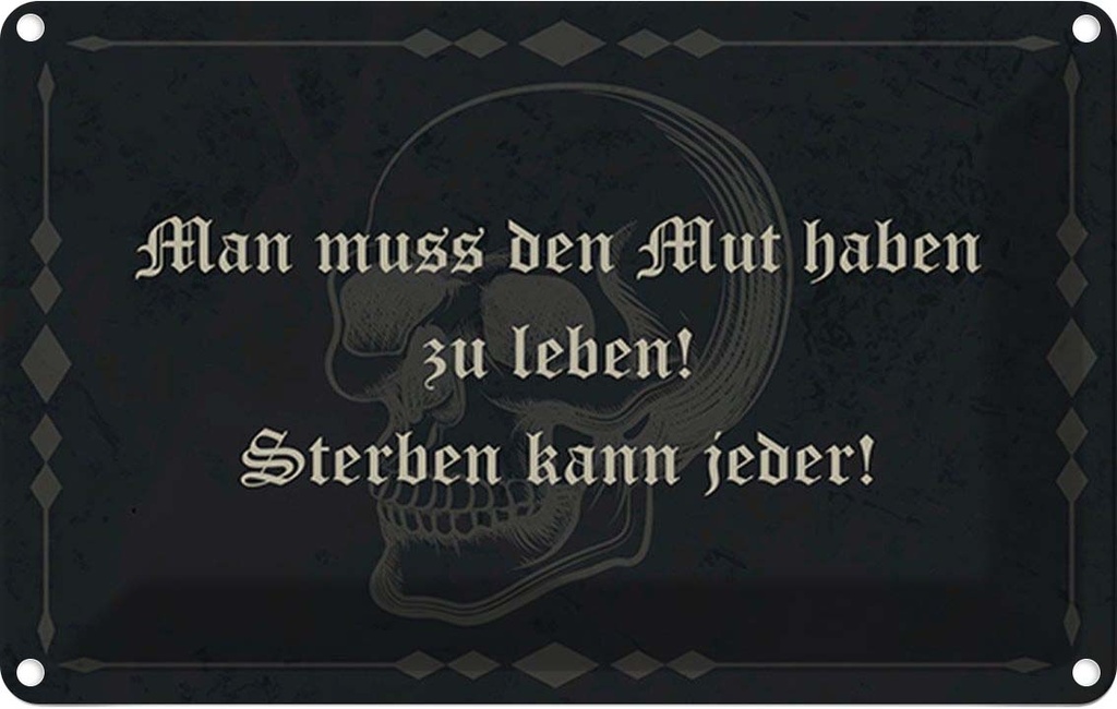 Blechschild 20x30 cm man muss den Mut haben zu leben Spruch Zitat