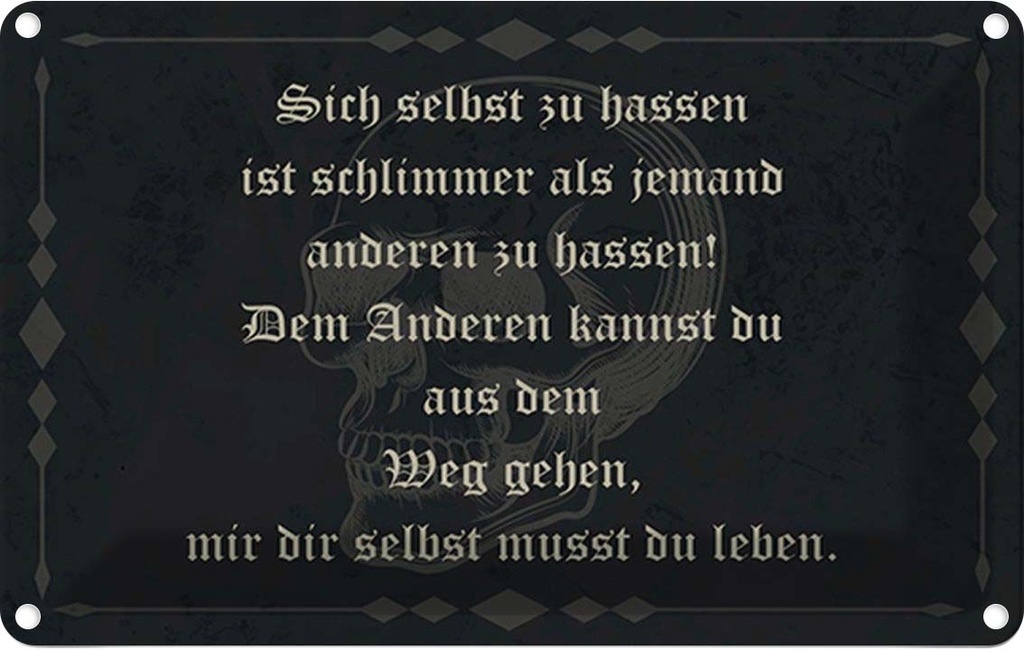 Blechschild 20x30 cm sich selbst hassen ist schlimmer Spruch Zitat