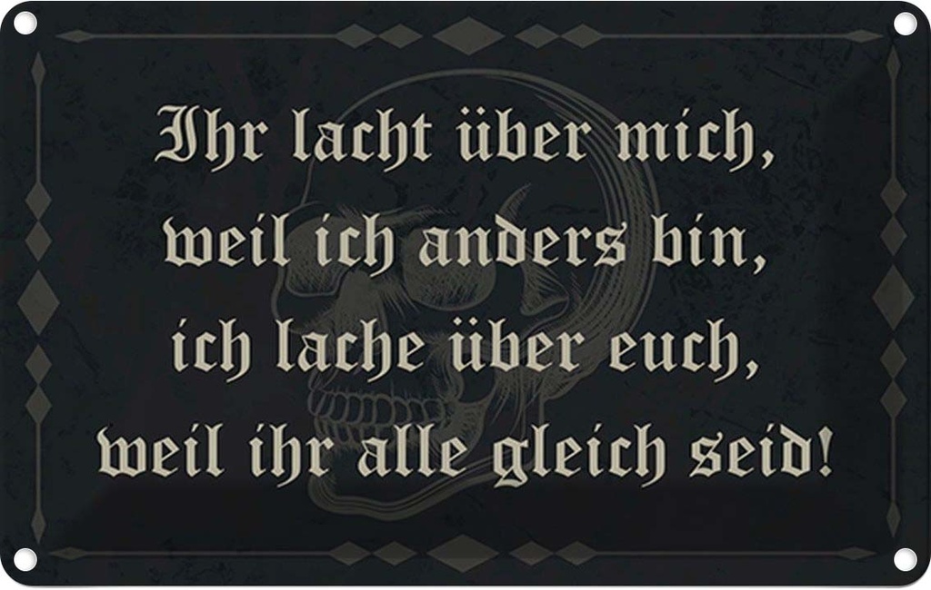 Blechschild 20x30 cm ihr lacht weil ich anders bin Dekoration Spruch Zitat