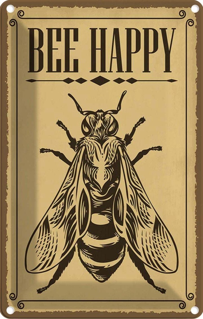 Blechschild 30x20 cm Bee happy Biene Honig Imkerei