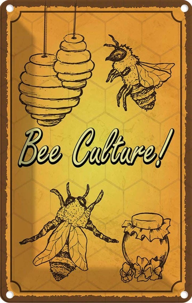 Blechschild 30x20 cm Bee culture Biene Honig Imkerei
