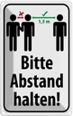 Blechschild 30x20 cm bitte Abstand halten 1.5 m Warnschild Hinweisschild Sicherheit Vorsicht