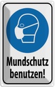 Blechschild 30x20 cm Mundschutz benutzen Maske Warnschild Hinweisschild Sicherheit Vorsicht