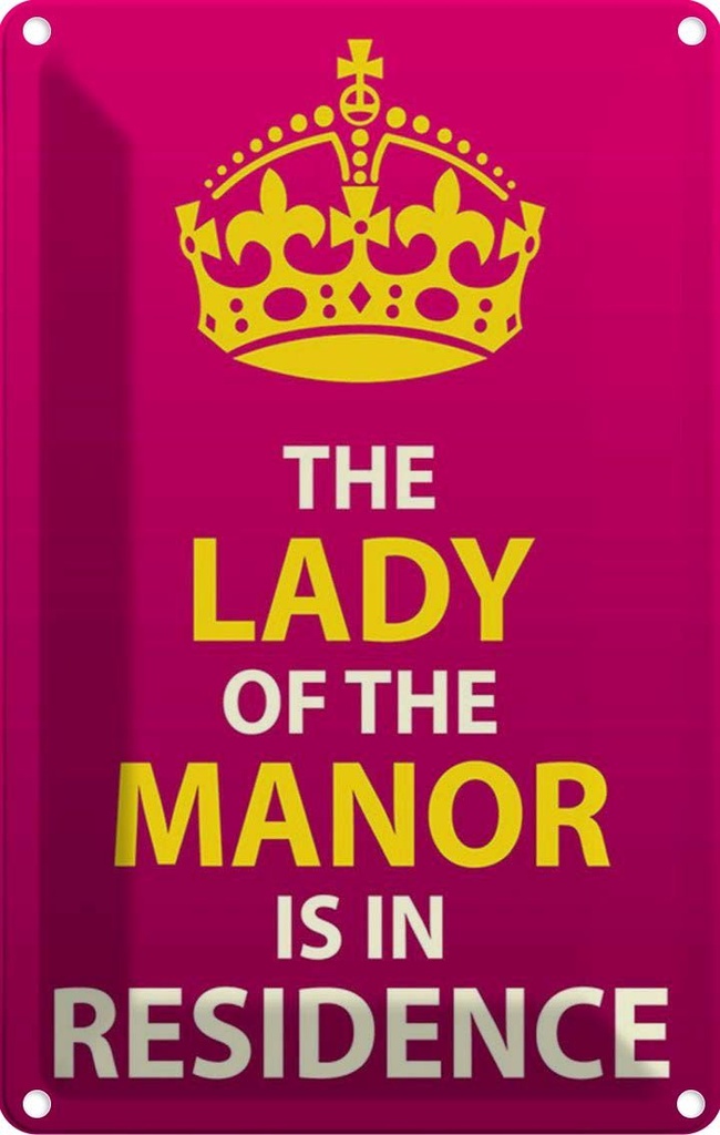 Blechschild 30x20 cm Lady of the Manor in residence Dekoration