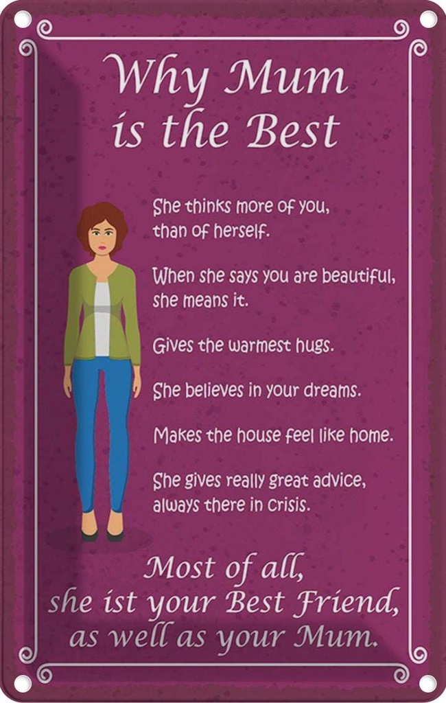 Blechschild 30x20 cm why Mam Zitat is the best Mama beste Männer Frauen Spruch