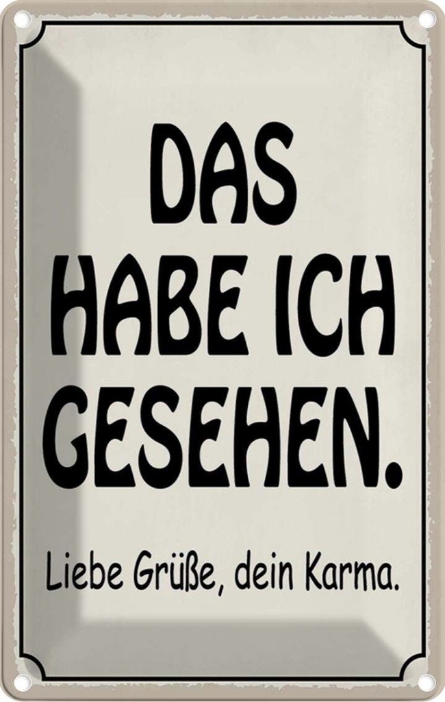 Blechschild 30x20 cm das habe ich gesehen dein Karma Spruch Zitat