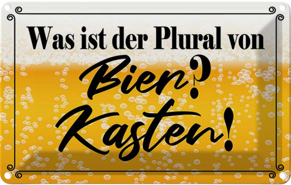 Blechschild 20x30 cm was ist Plural von Bier? Kasten! Spruch Zitat
