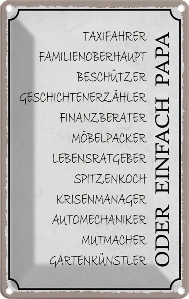 Blechschild 30x20 cm Papa Taxifahrer Beschützer Beruf Arbeit