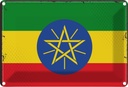 Blechschild 20x30 cm Äthiopiens Ethiopia Flagge Fahne Wappen