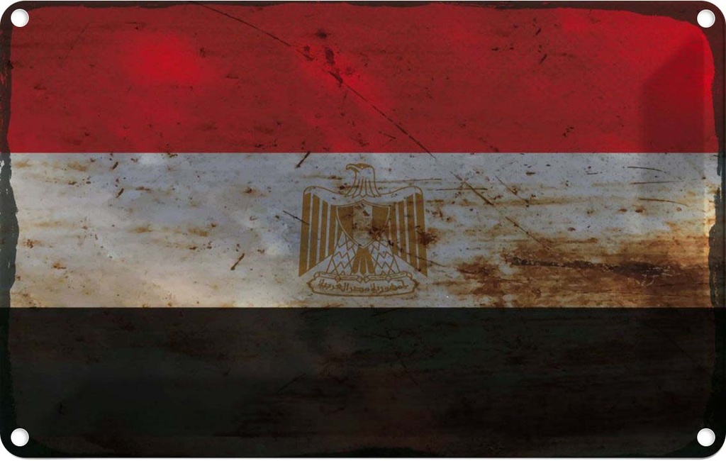 Blechschild 20x30 cm Ägypten Egypt Rost Flagge Fahne Wappen